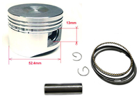 Piston set for pit bike 107 or 110, bore 52.4mm, flat head, pin 13mm-dirt-bike-store-Engine part-cylinder/piston