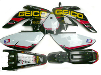 Black plastic set CRF70 with GEICO stickers set-dirt-bike-store