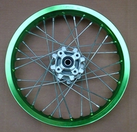 Green aluminum rear wheel 14''AGB30, XB30, AM-D5, RX145-dirt-bike-store