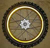 Wheel front 14\'\'alu, yellow axis 15, hubs AGB29-2-dirt-bike-store